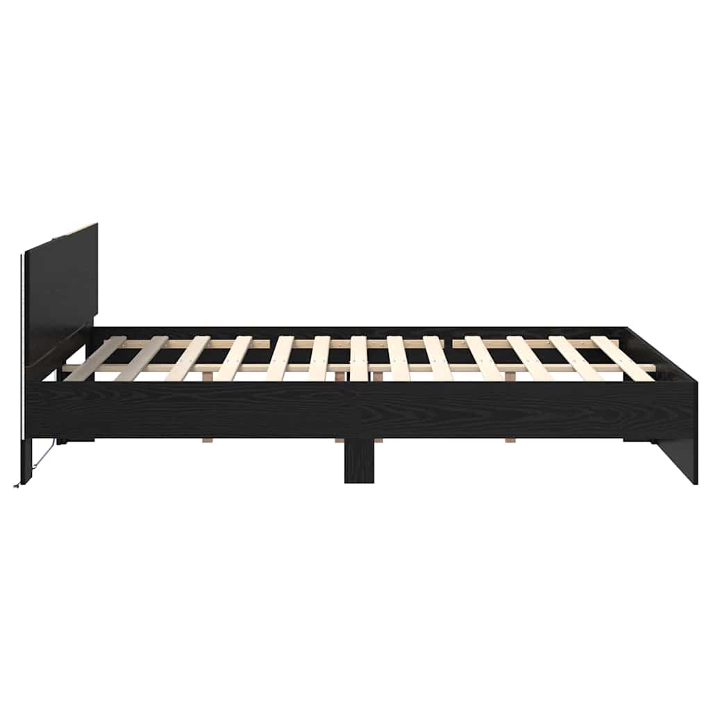 Bed Frame with Headboard Black Oak 160 x 200 cm Engineered Wood