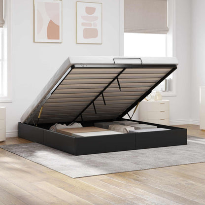 Ottoman Bed Frame Black King Size Faux Leather