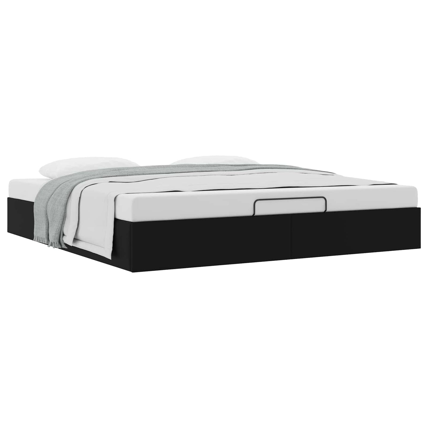 Ottoman Bed Frame Black King Size Faux Leather