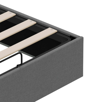 Ottoman Bed Frame Dark Grey Queen Size Fabric