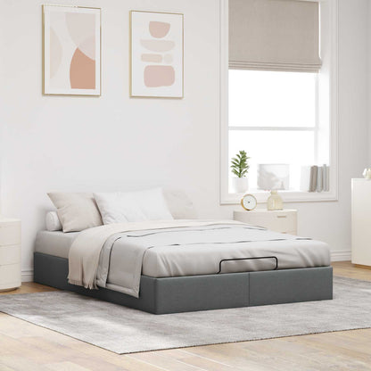 Ottoman Bed Frame Dark Grey Queen Size Fabric