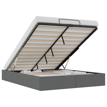 Ottoman Bed Frame Dark Grey Queen Size Fabric