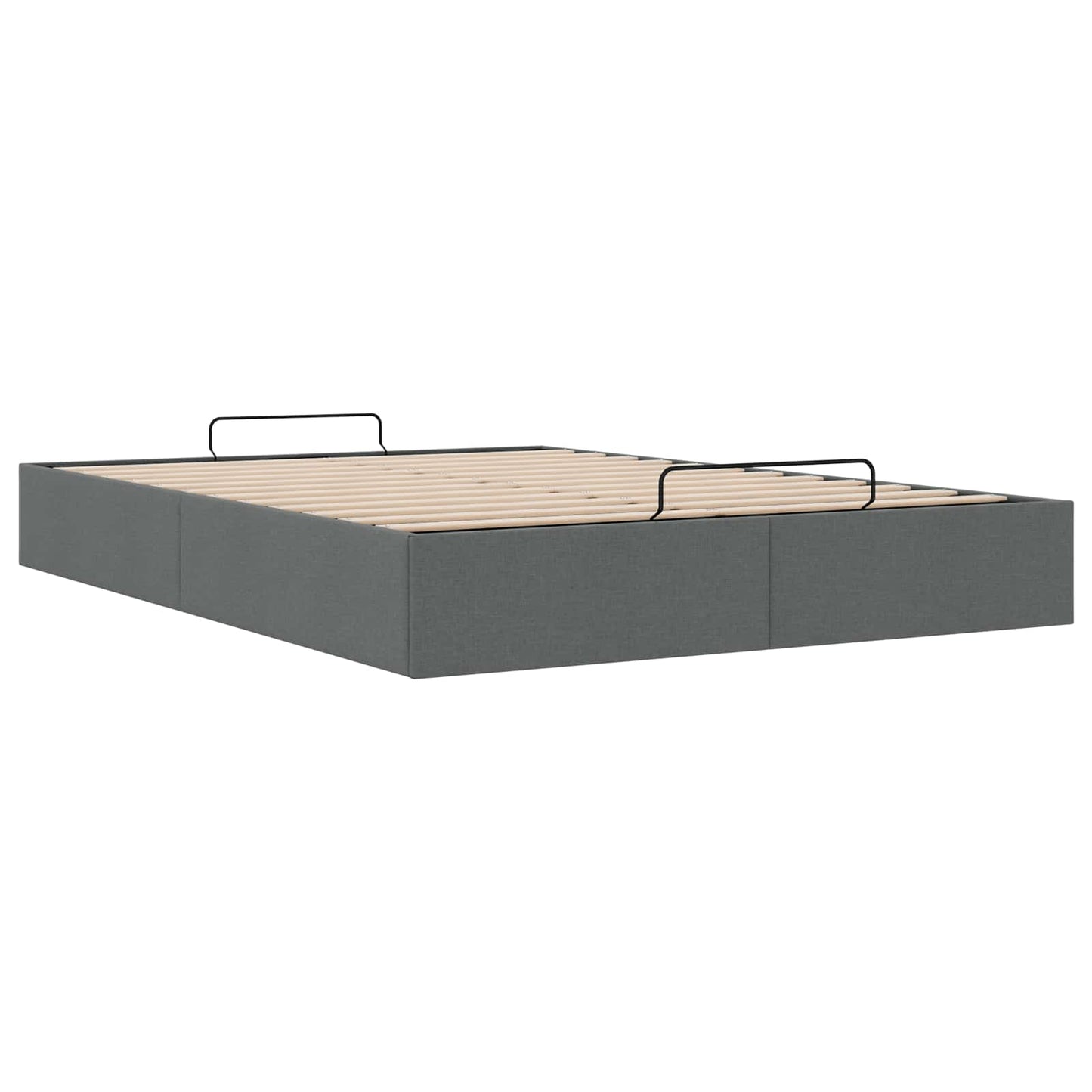 Ottoman Bed Frame Dark Grey Queen Size Fabric
