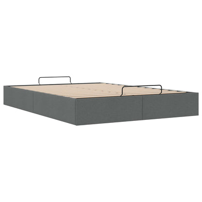 Ottoman Bed Frame Dark Grey Queen Size Fabric