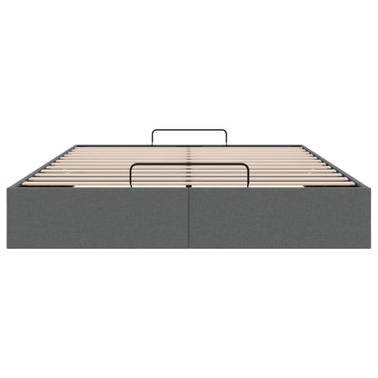 Ottoman Bed Frame Dark Grey Queen Size Fabric