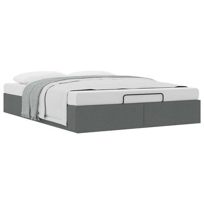 Ottoman Bed Frame Dark Grey Queen Size Fabric