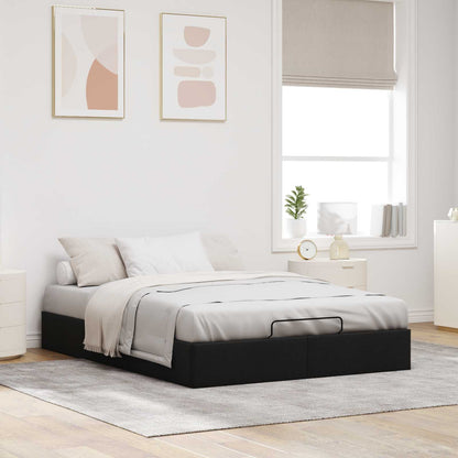 Ottoman Bed Frame Black Queen Size Fabric