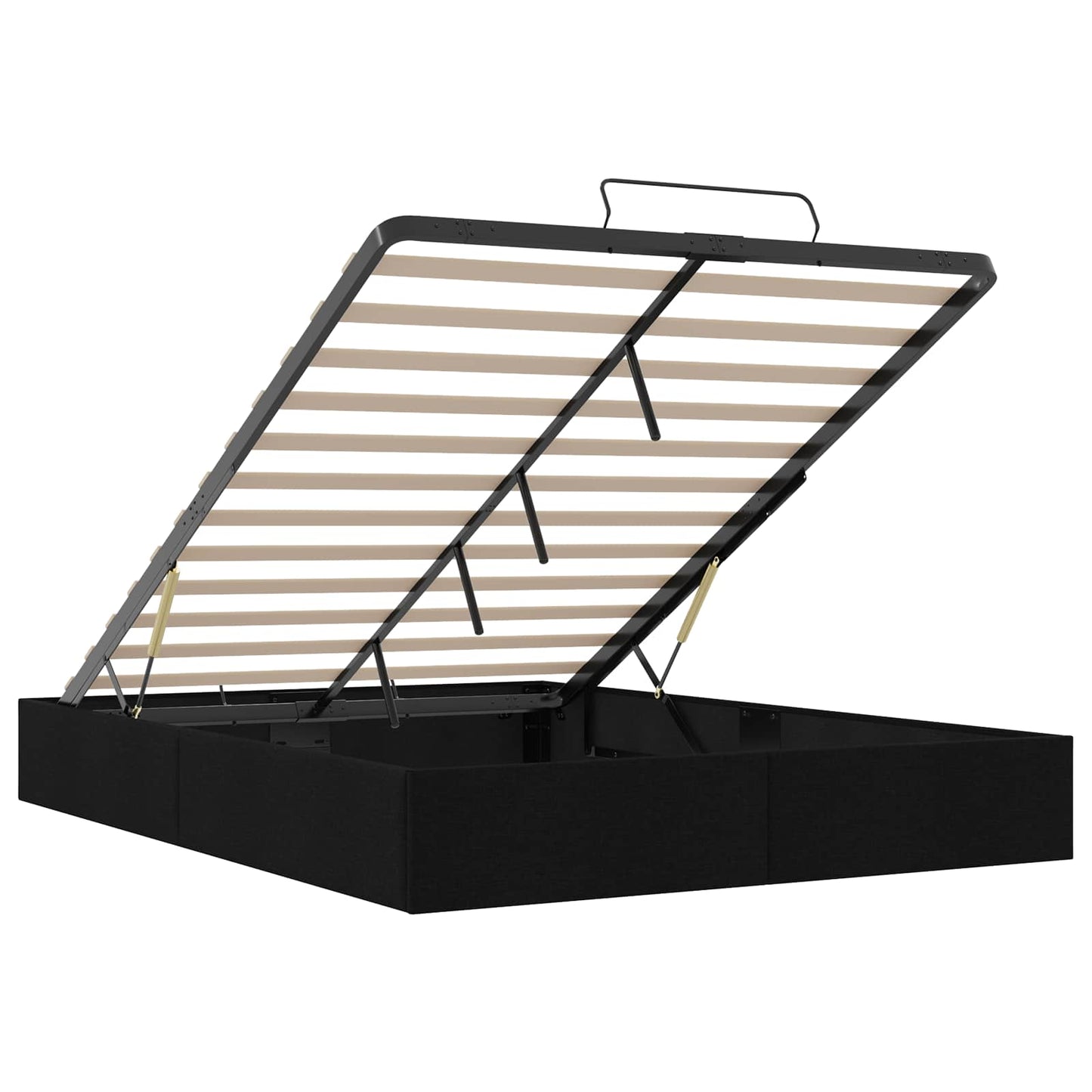Ottoman Bed Frame Black Queen Size Fabric
