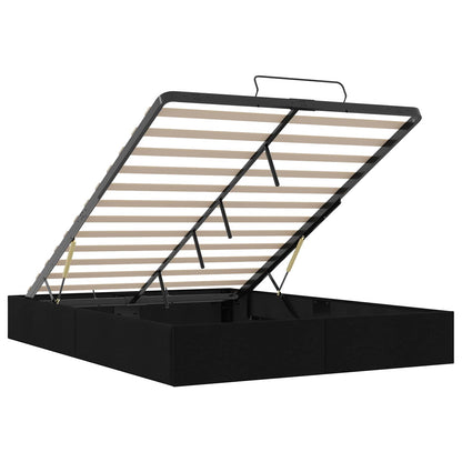 Ottoman Bed Frame Black Queen Size Fabric