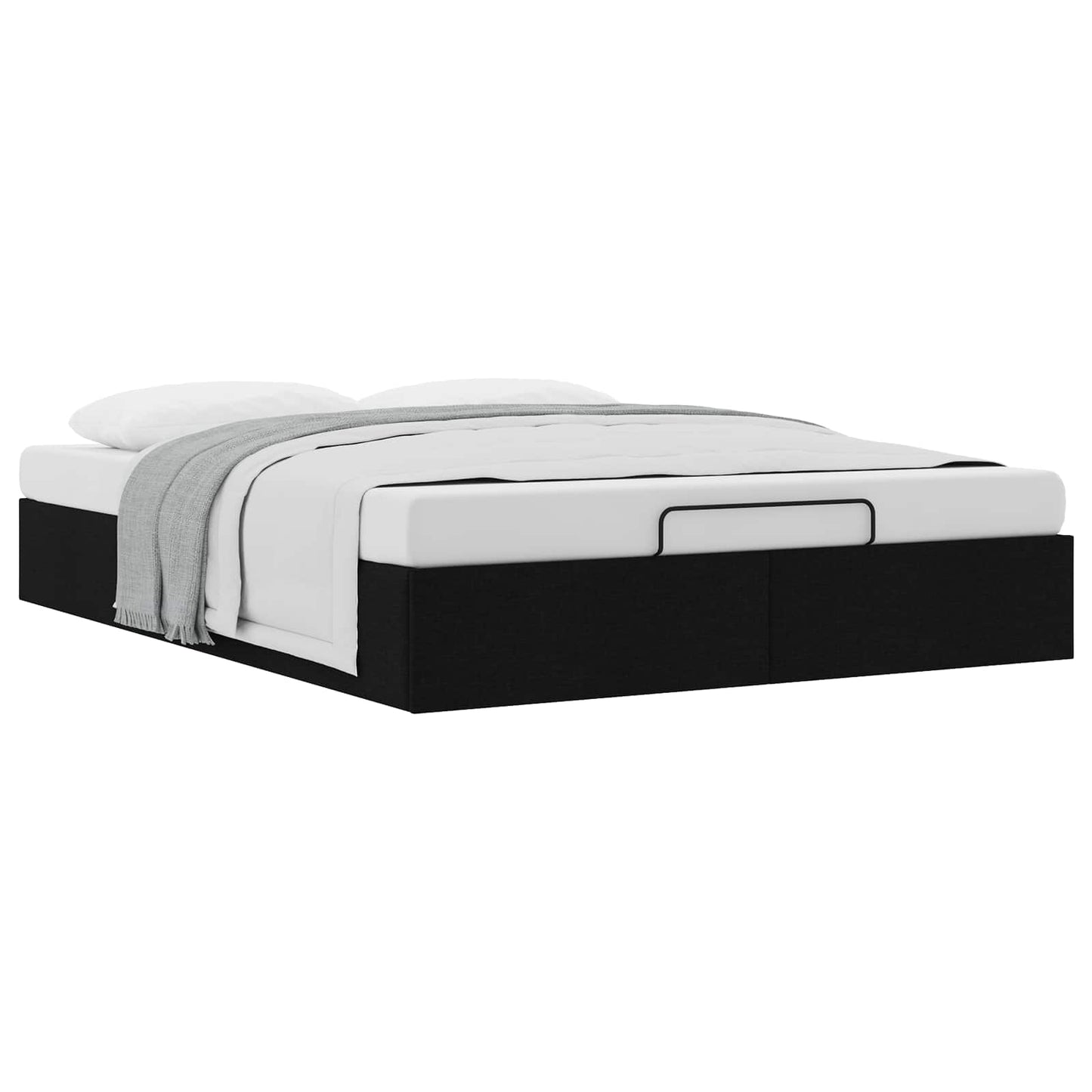 Ottoman Bed Frame Black Queen Size Fabric