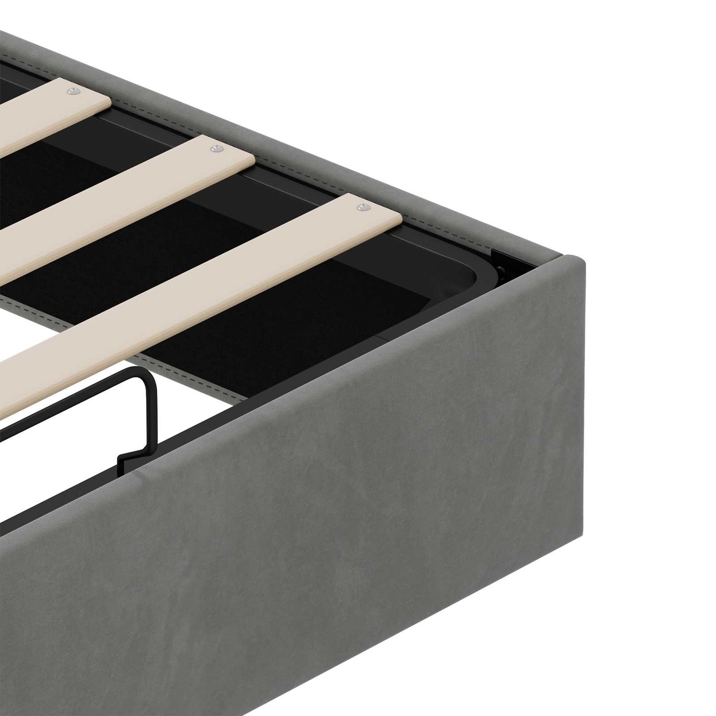Ottoman Bed Frame Dark Grey Full Size Velvet