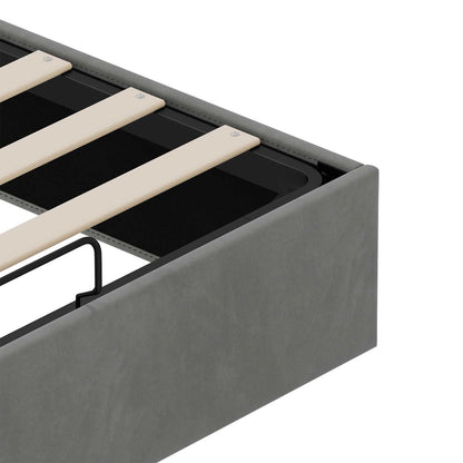 Ottoman Bed Frame Dark Grey Full Size Velvet
