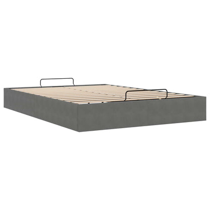 Ottoman Bed Frame Dark Grey Full Size Velvet