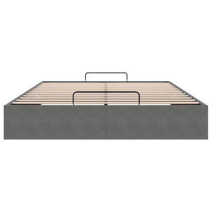 Ottoman Bed Frame Dark Grey Full Size Velvet