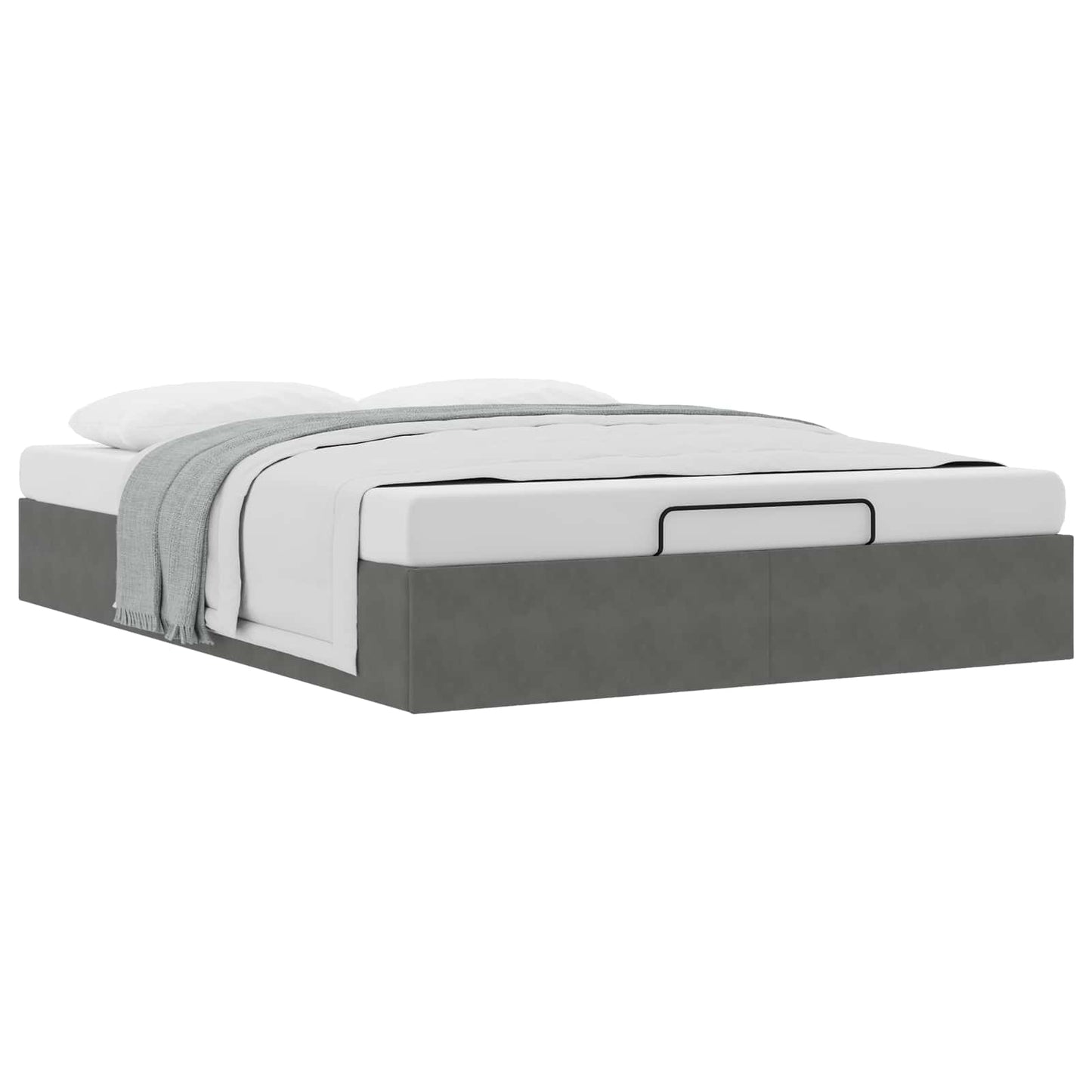 Ottoman Bed Frame Dark Grey Full Size Velvet
