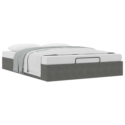 Ottoman Bed Frame Dark Grey Full Size Velvet