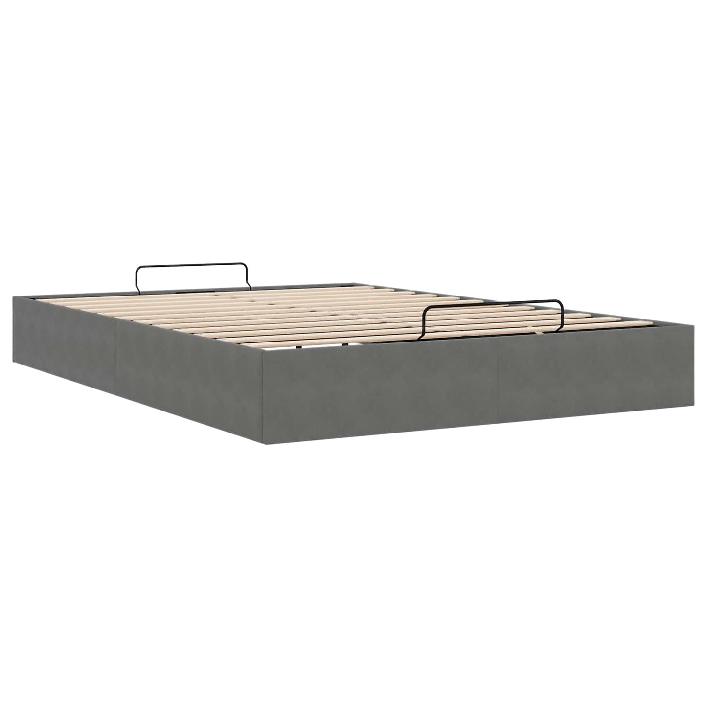 Ottoman Bed Frame Dark Grey Queen Size Velvet