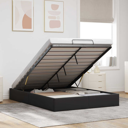 Ottoman Bed Frame Black Queen Size Velvet