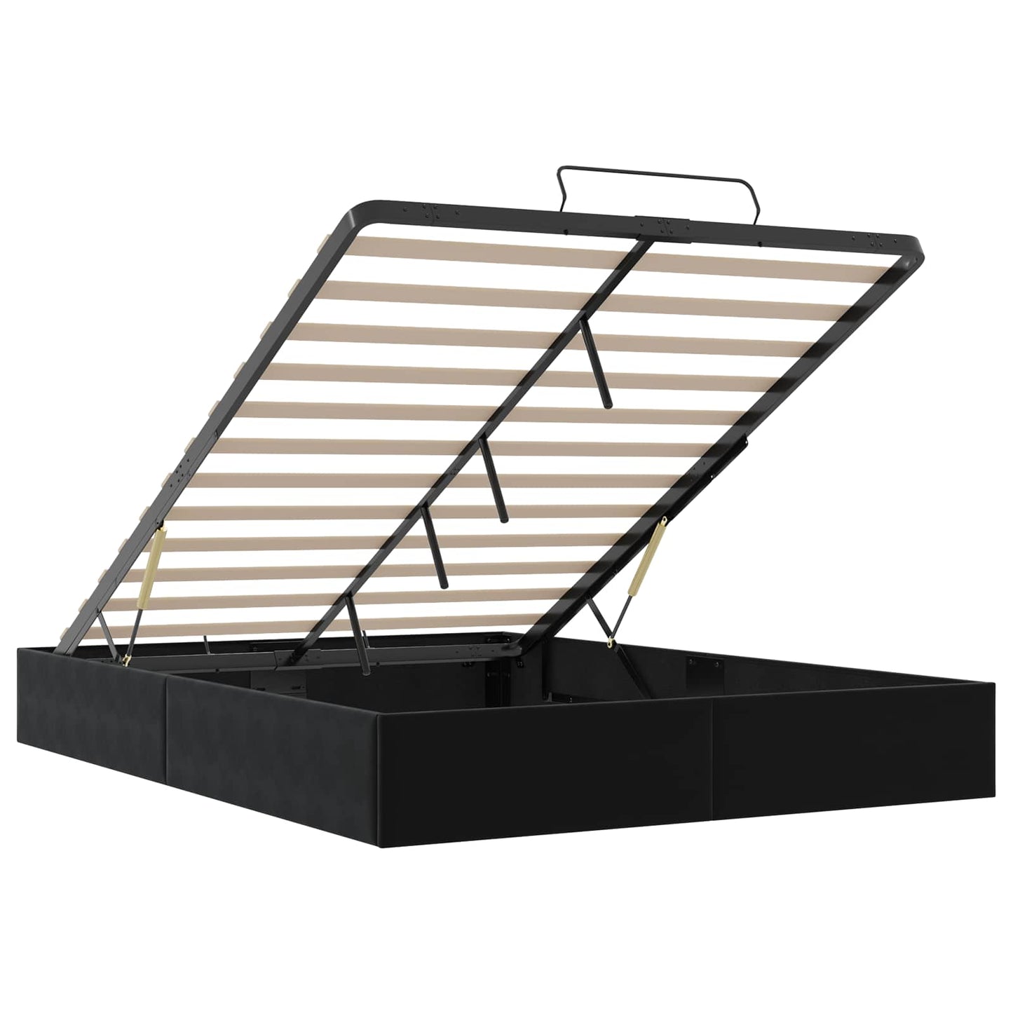 Ottoman Bed Frame Black Queen Size Velvet