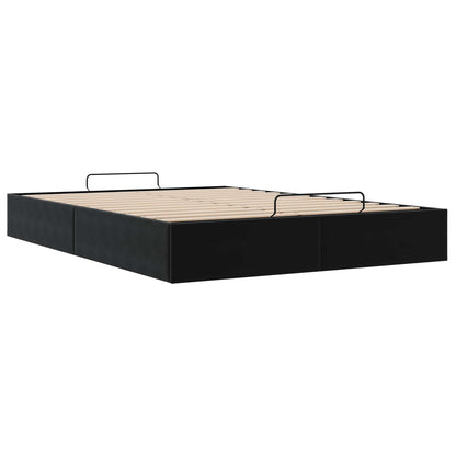 Ottoman Bed Frame Black Queen Size Velvet
