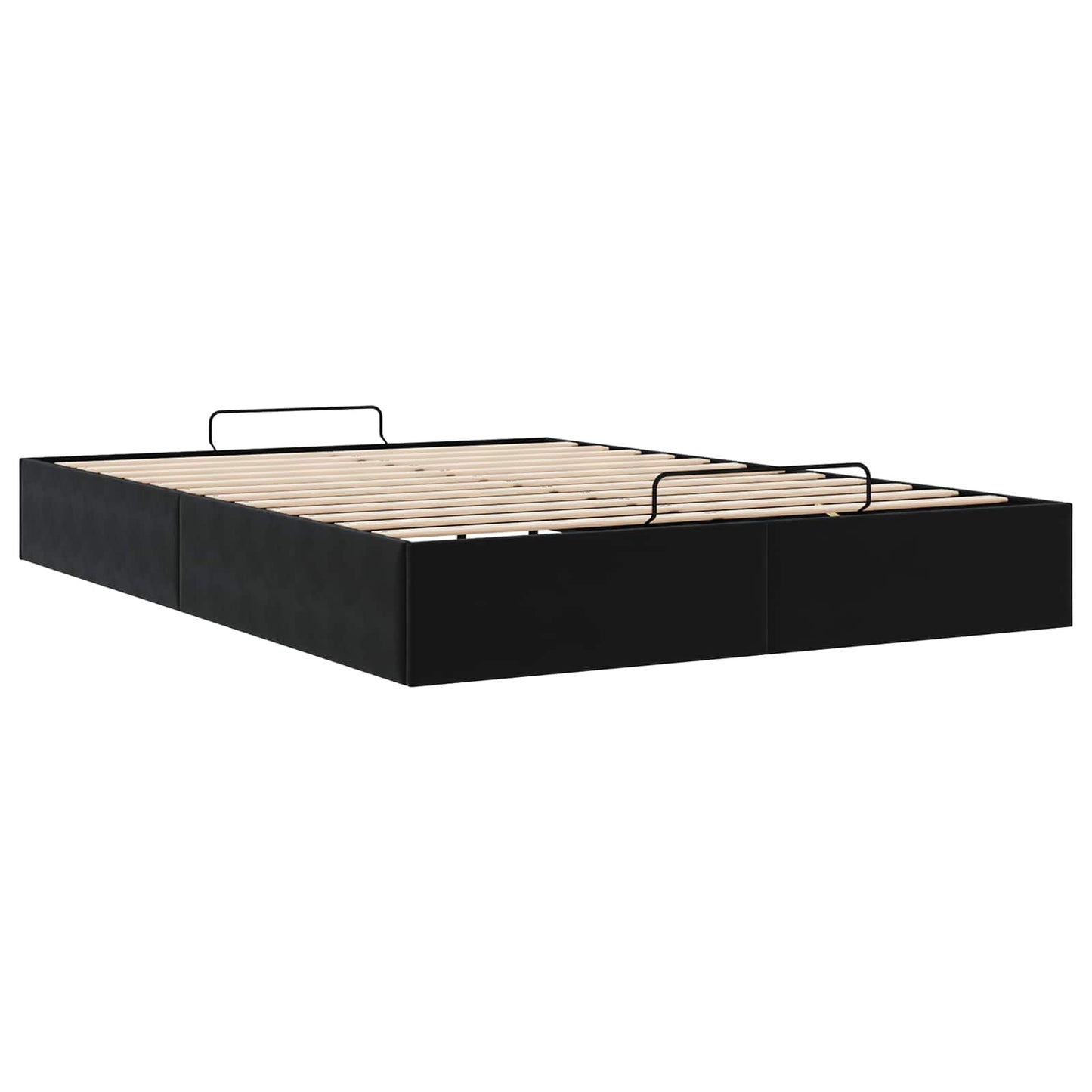 Ottoman Bed Frame Black Queen Size Velvet