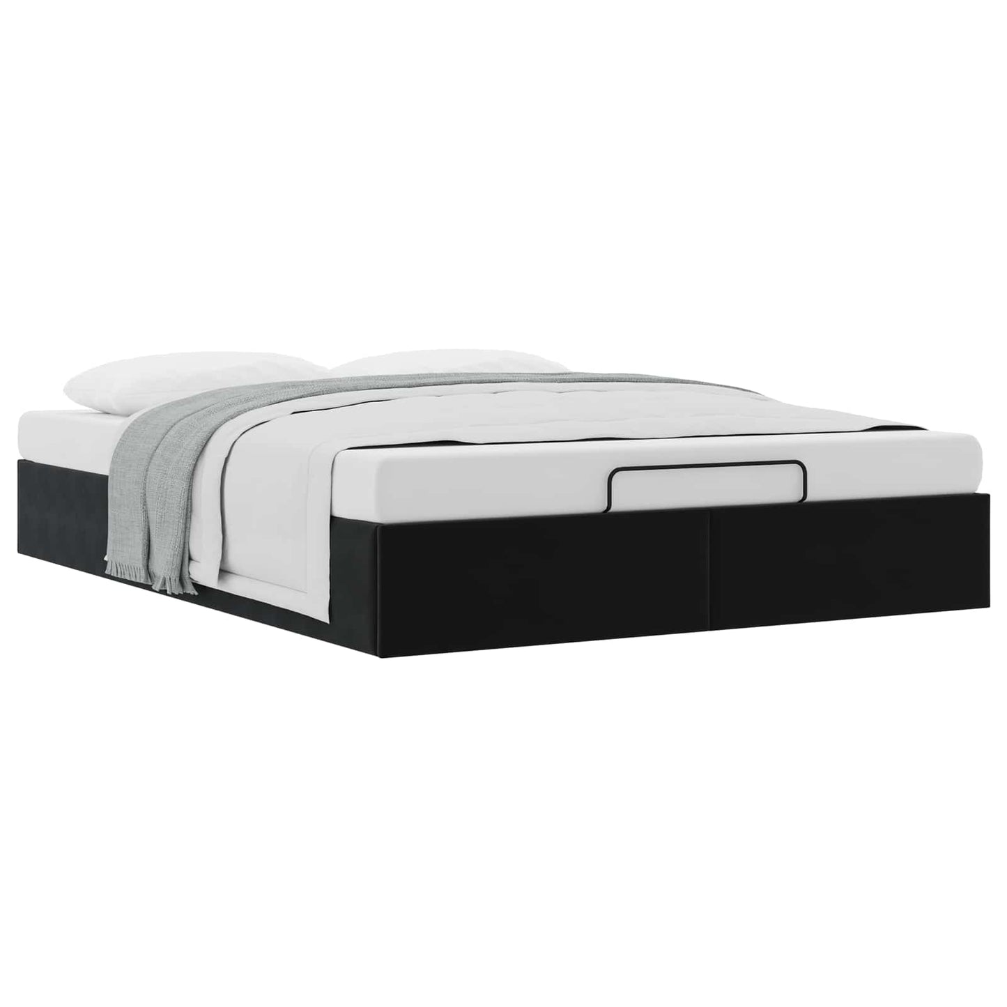 Ottoman Bed Frame Black Queen Size Velvet