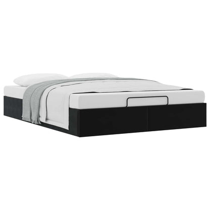 Ottoman Bed Frame Black Queen Size Velvet