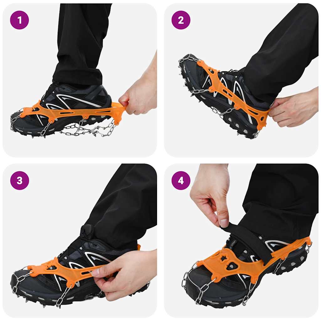 Ice Cleats for Shoes Orange L Stainless Steel