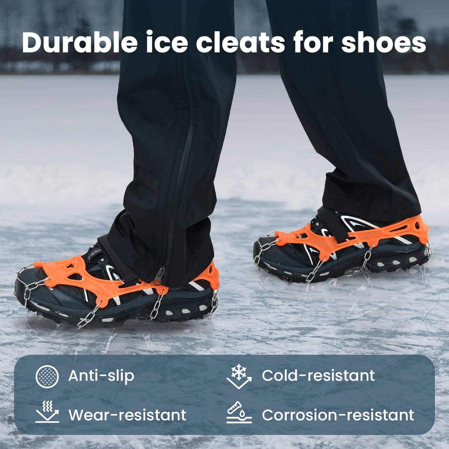 Ice Cleats for Shoes Orange L Stainless Steel