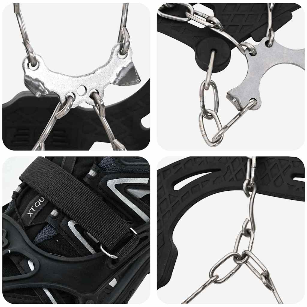 Ice Cleats for Shoes Black L Stainless Steel