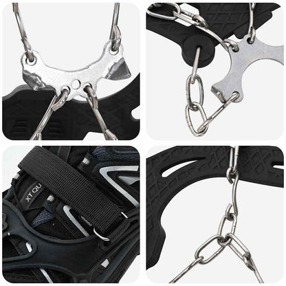 Ice Cleats for Shoes Black L Stainless Steel