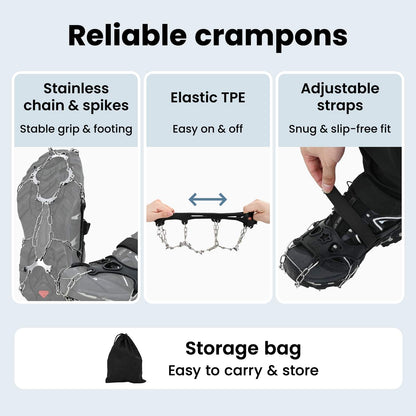 Ice Cleats for Shoes Black L Stainless Steel