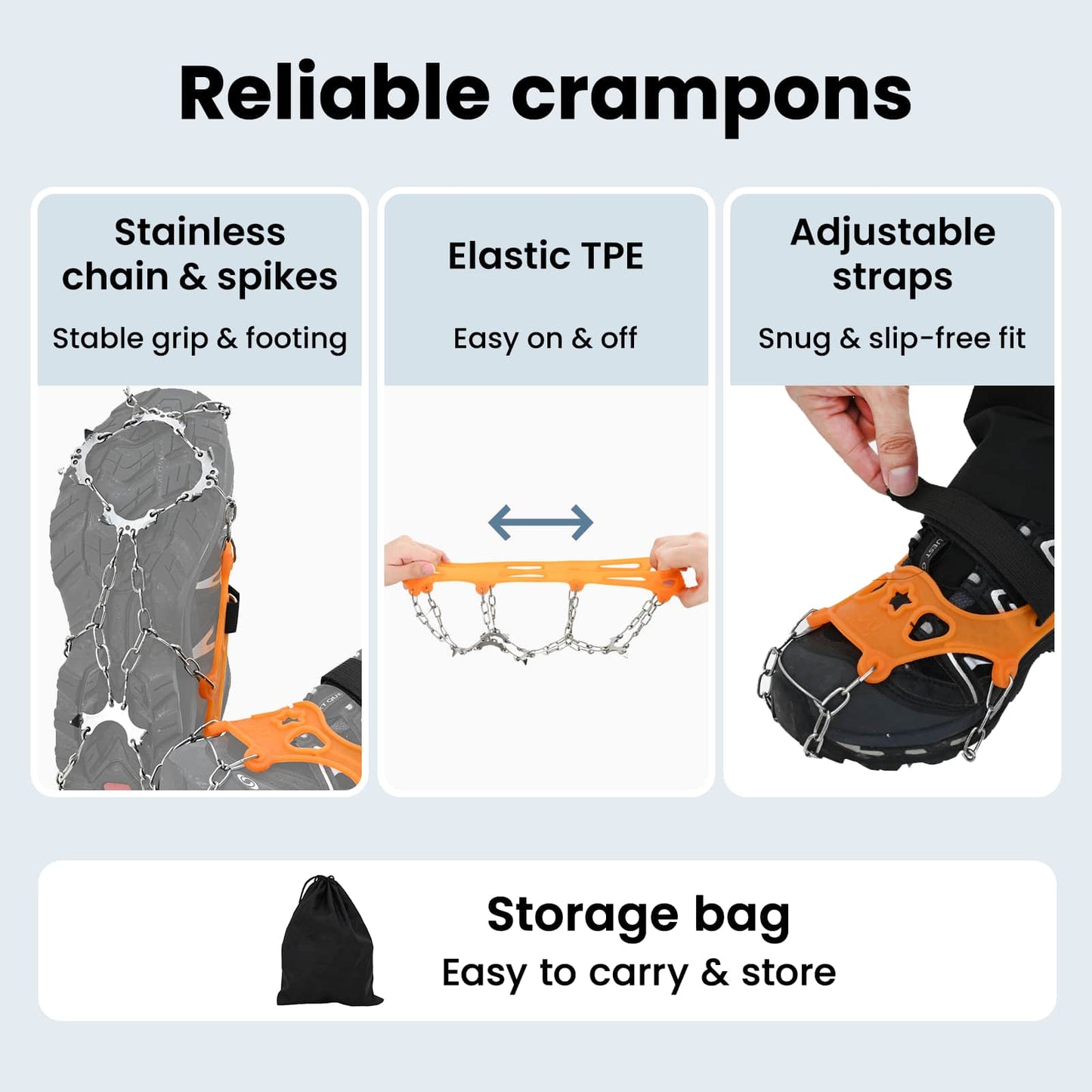 Ice Cleats for Shoes Orange XL Stainless Steel