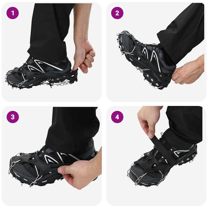 Ice Cleats for Shoes Black XL Stainless Steel