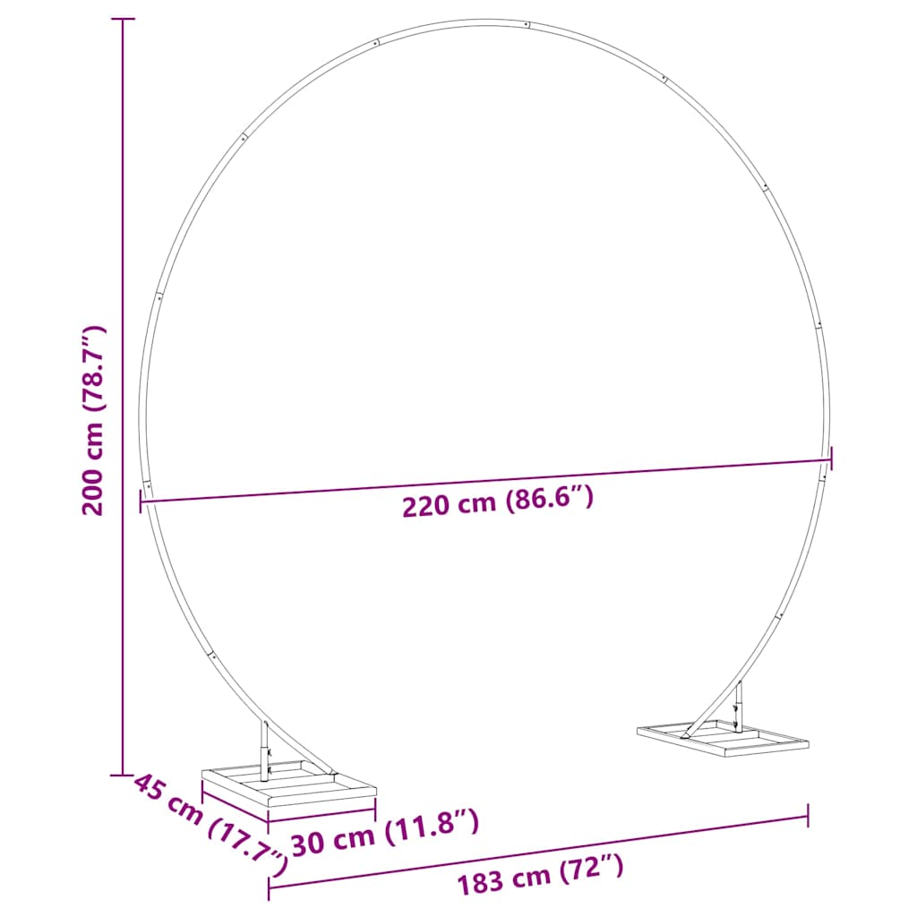 Wedding Arch Gold 220 x 45 x 200 cm Steel