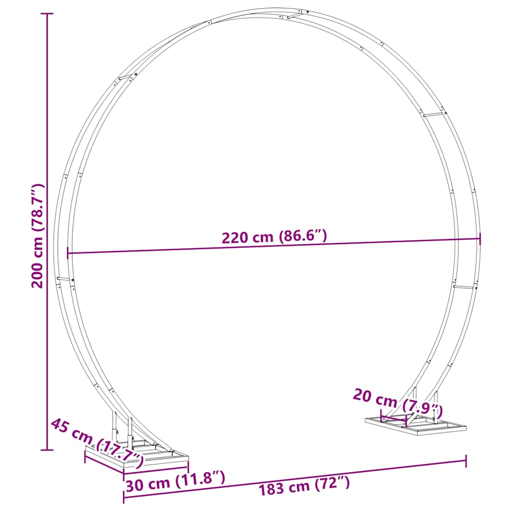 Wedding Arch Gold 220 x 45 x 200 cm Steel