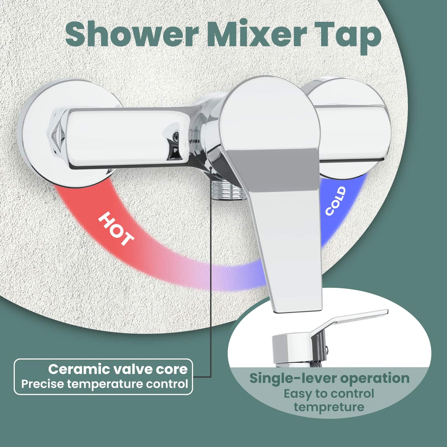 Shower Mixer Tap Chrome G 1 / 2 inches Brass