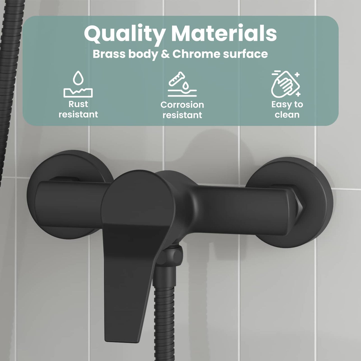 Shower Mixer Tap Black G 1 / 2 inches Brass
