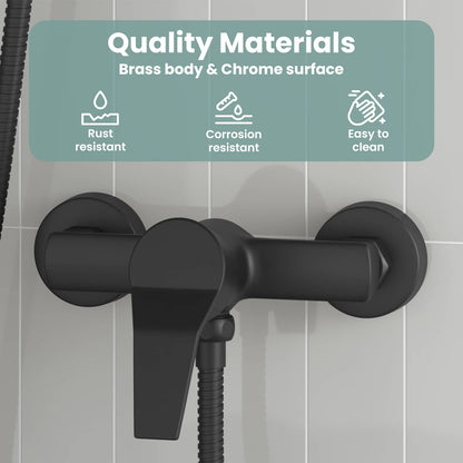 Shower Mixer Tap Black G 1 / 2 inches Brass