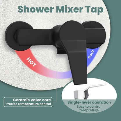 Shower Mixer Tap Black G 1 / 2 inches Brass