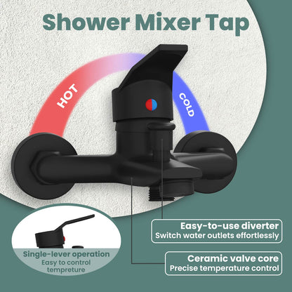 Shower Mixer Tap Black G 1 / 2 inches