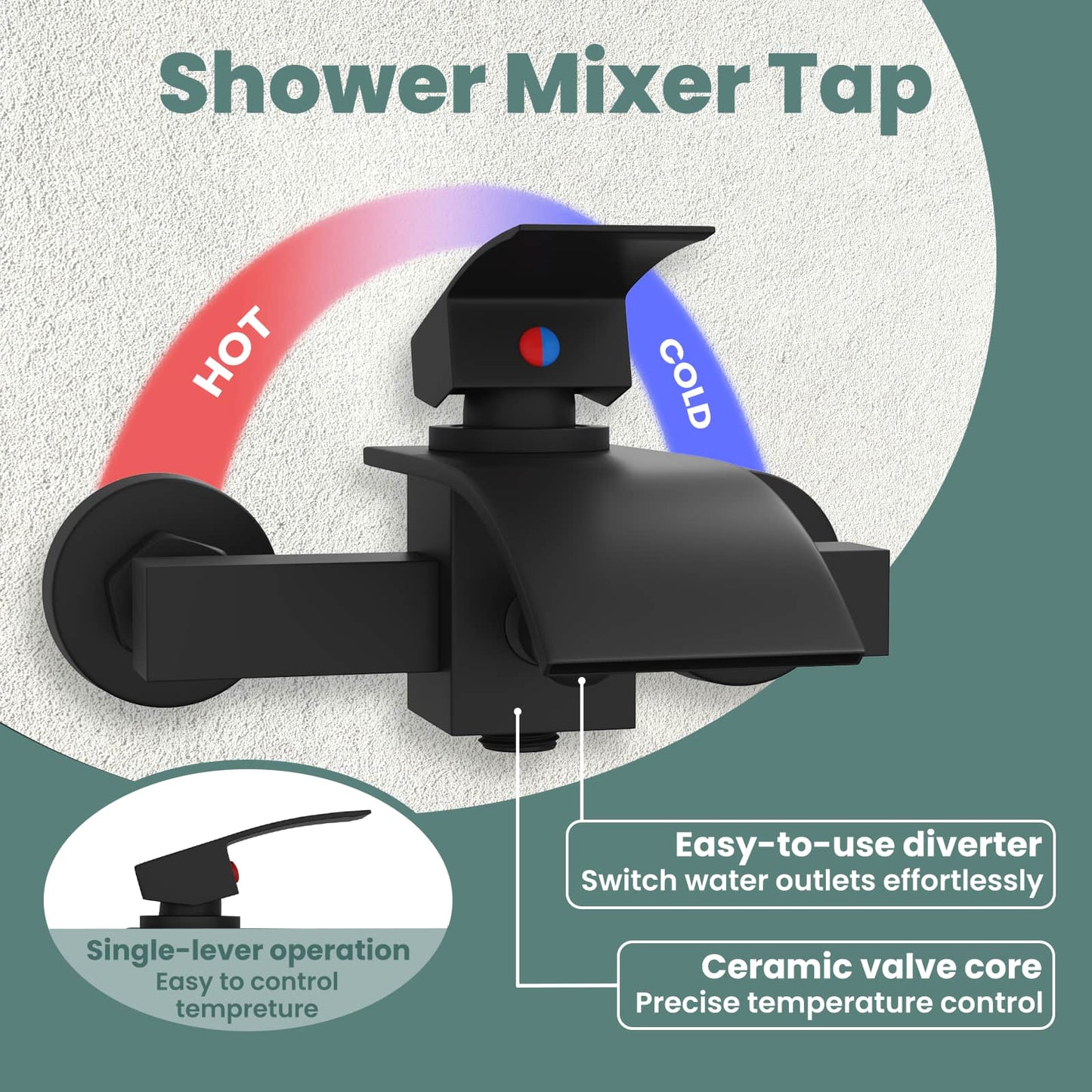 Shower Mixer Tap Black G 1 / 2 inches