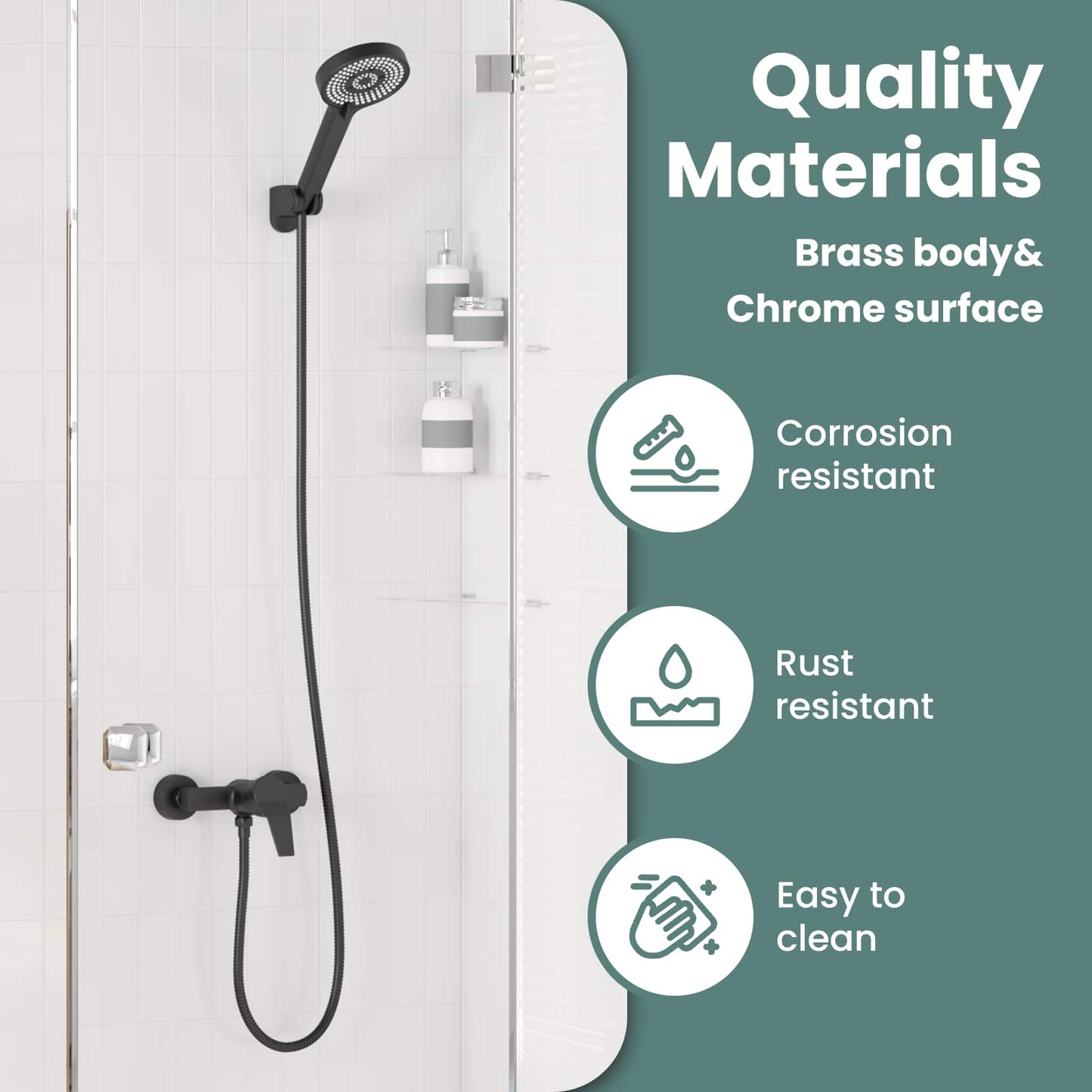 Shower Head Set Black G 1 / 2 inches Brass