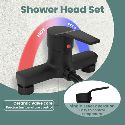 Shower Head Set Black G 1 / 2 inches Brass