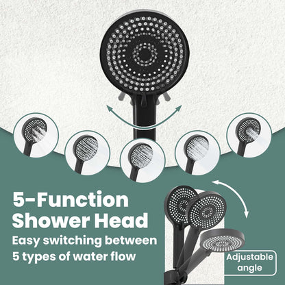 Shower Head Set Black G 1 / 2 inches Brass