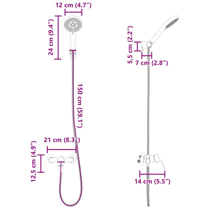 Shower Head Set Black G 1 / 2 inches Brass