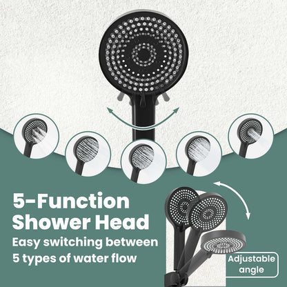 Shower Head Set Black G 1 / 2 inches