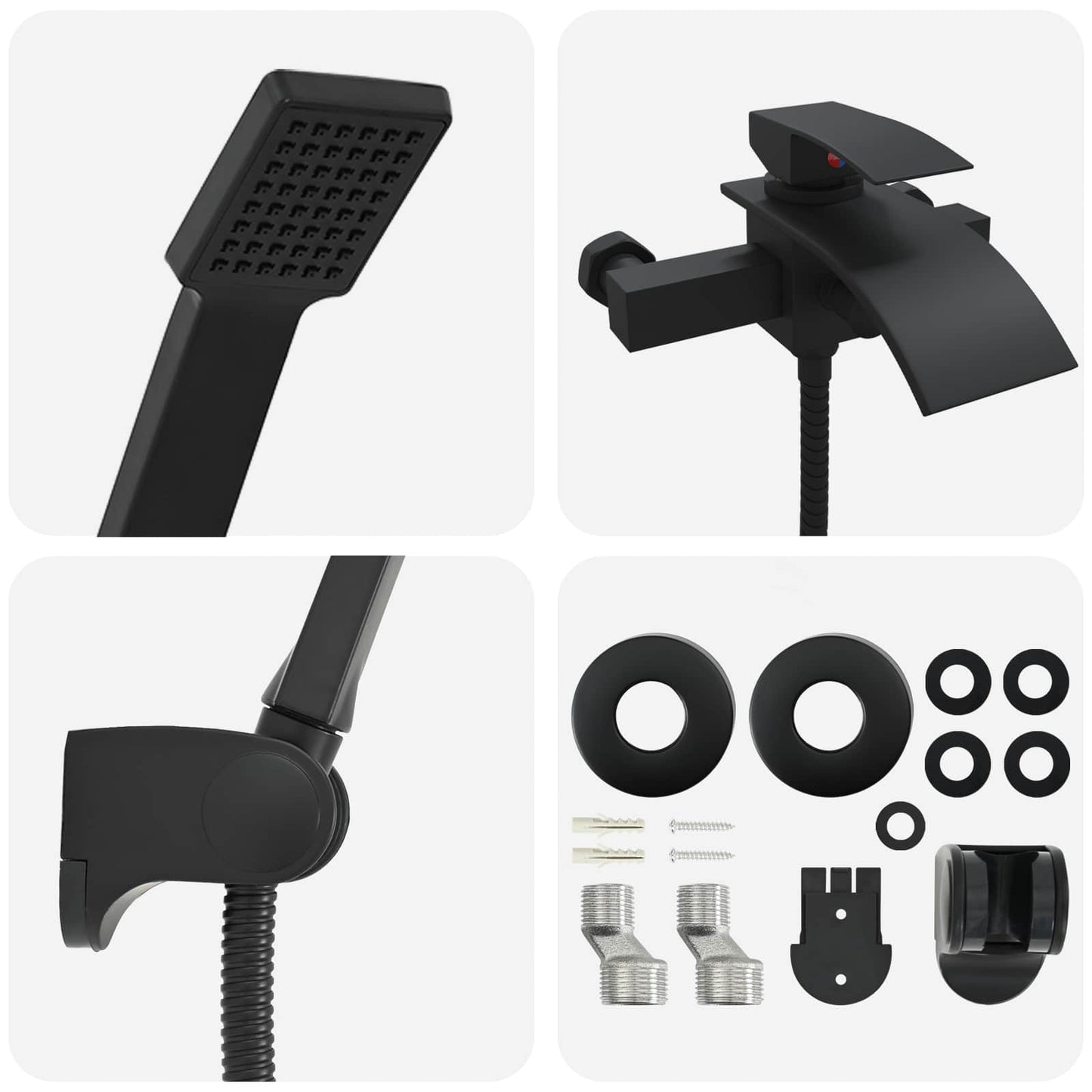 Shower Head Set Black G 1 / 2 inches