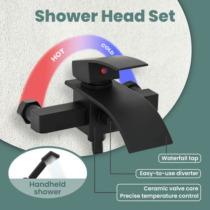 Shower Head Set Black G 1 / 2 inches