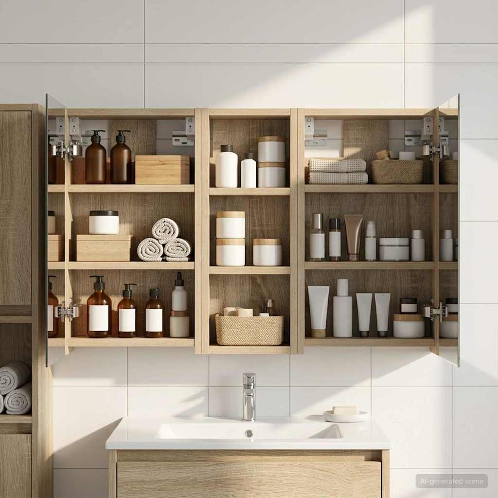 Bathroom Cabinet Set 3 pcs 80 x 10.5 x 50 cm Engineered wood